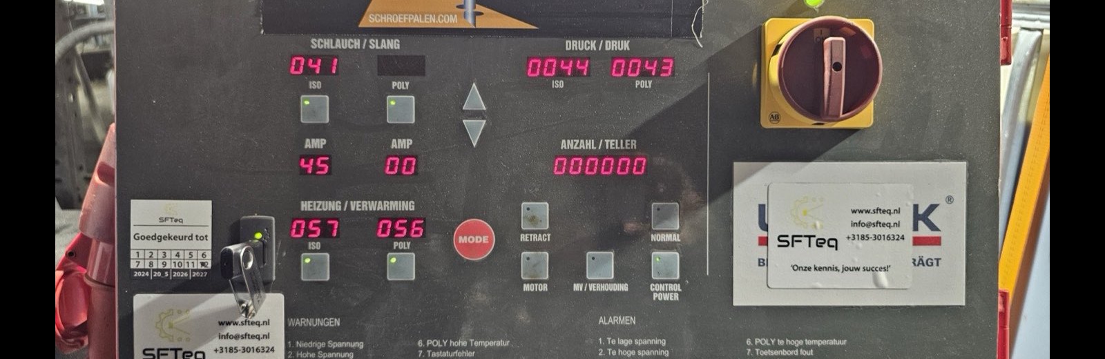 Bedieningspaneel van de mobiele injectie-unit voor expansiehars